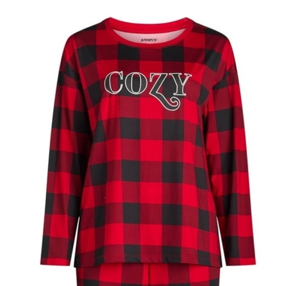Joyspun NWT Red and Black Plaid Pajama Long Sleeve Top - Picture 3 of 3